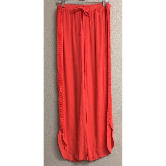 JOE B Coral Elastic Waist Pants Casual Beach Coverup Swim - Picture 6 of 7